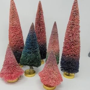 New with tags Anthropology bottle brush trees set of 7 ombre and sparkle